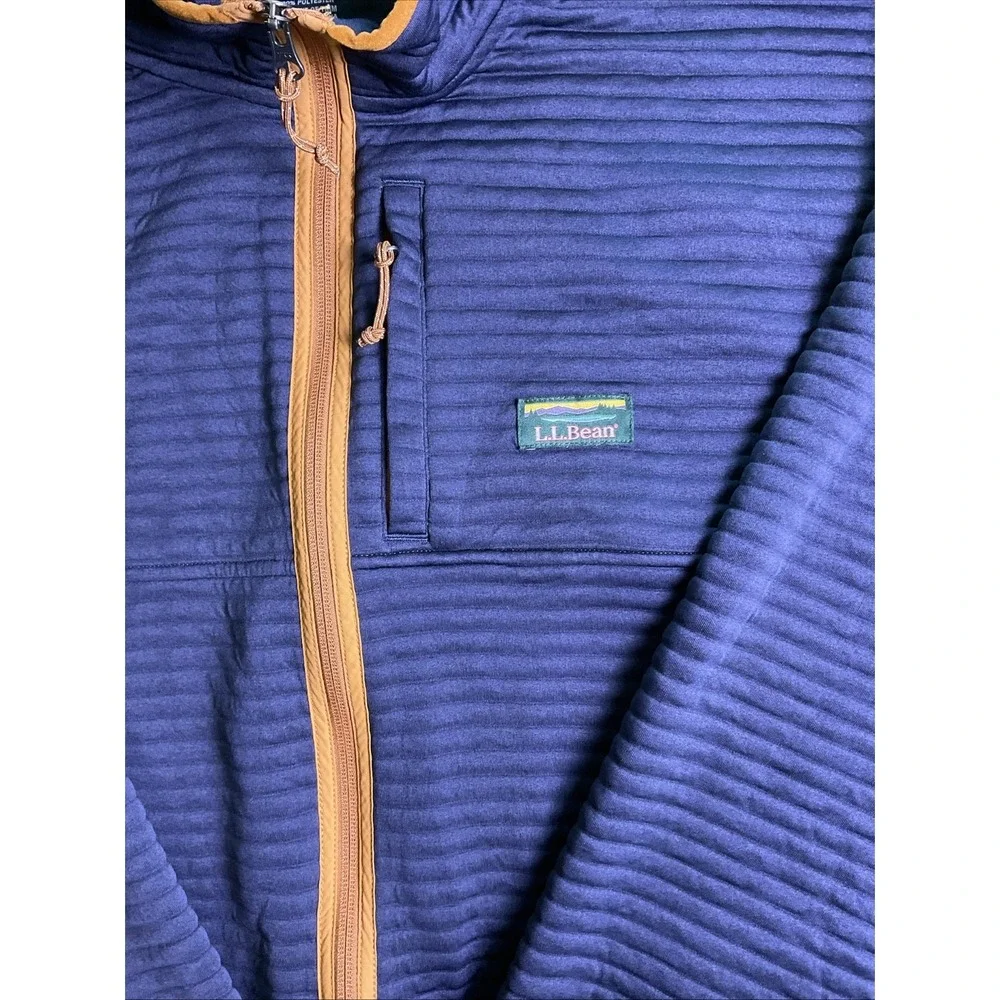 LL Bean Airlight Jacket Mens 3XL Blue Fleece Full Zip Pockets Outdoor Hiking